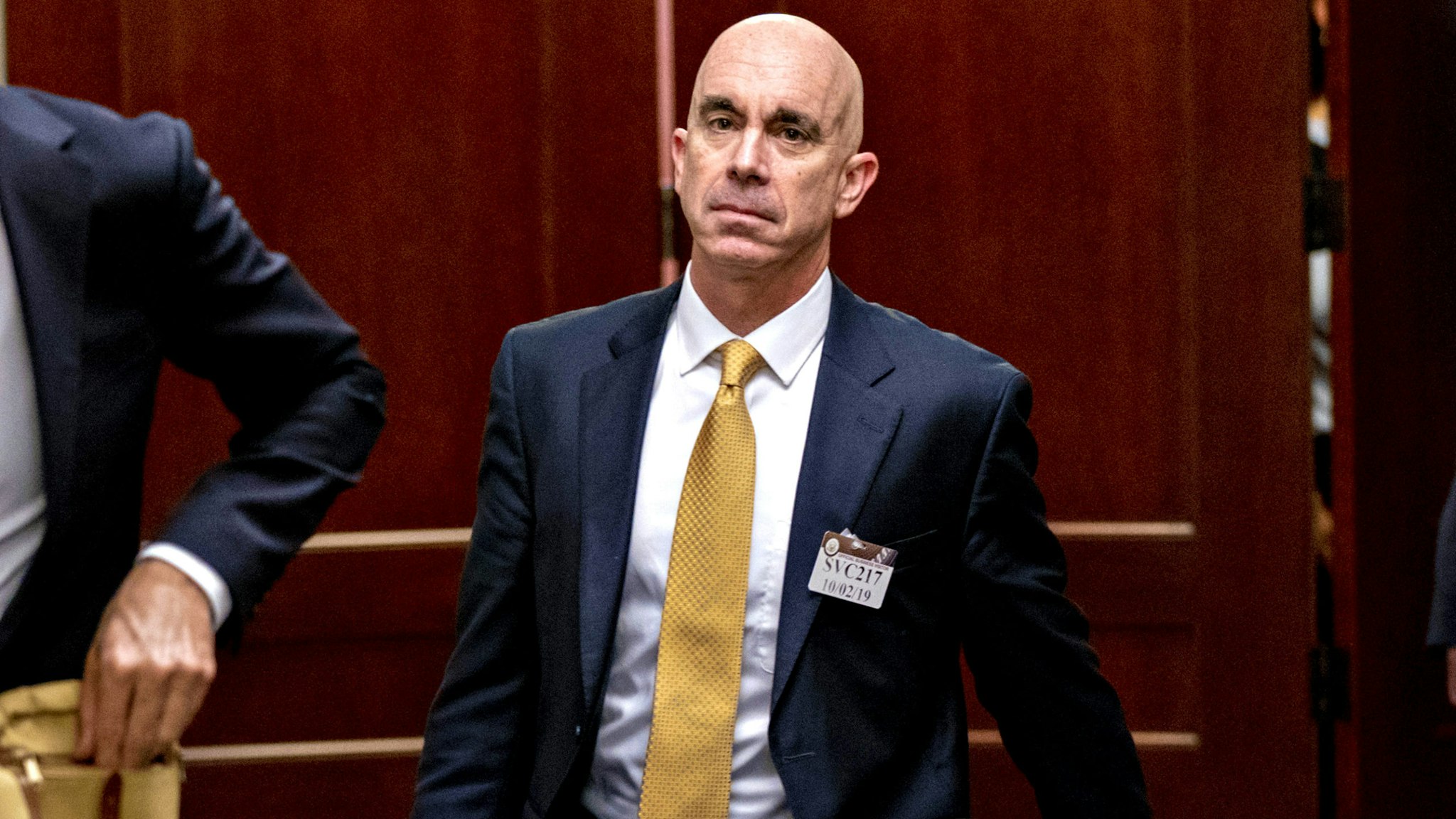 Steve Linick, State Department inspector general, exits after closed-door testimony on Capitol Hill in Washington, D.C., U.S., on Wednesday, Oct. 2, 2019. Linick briefed lawmakers privately on efforts inside the department to punish officials who cooperate with the House impeachment inquiry of President Donald Trump.