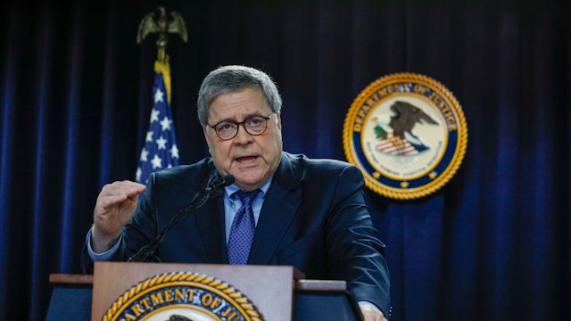 DETROIT, MI - DECEMBER 18: U.S. Attorney General William Barr announces a new Crime Reduction Initiative designed to reduce crime in Detroit on December 18, 2019 in Detroit, Michigan. (Photo by Bill Pugliano/Getty Images)