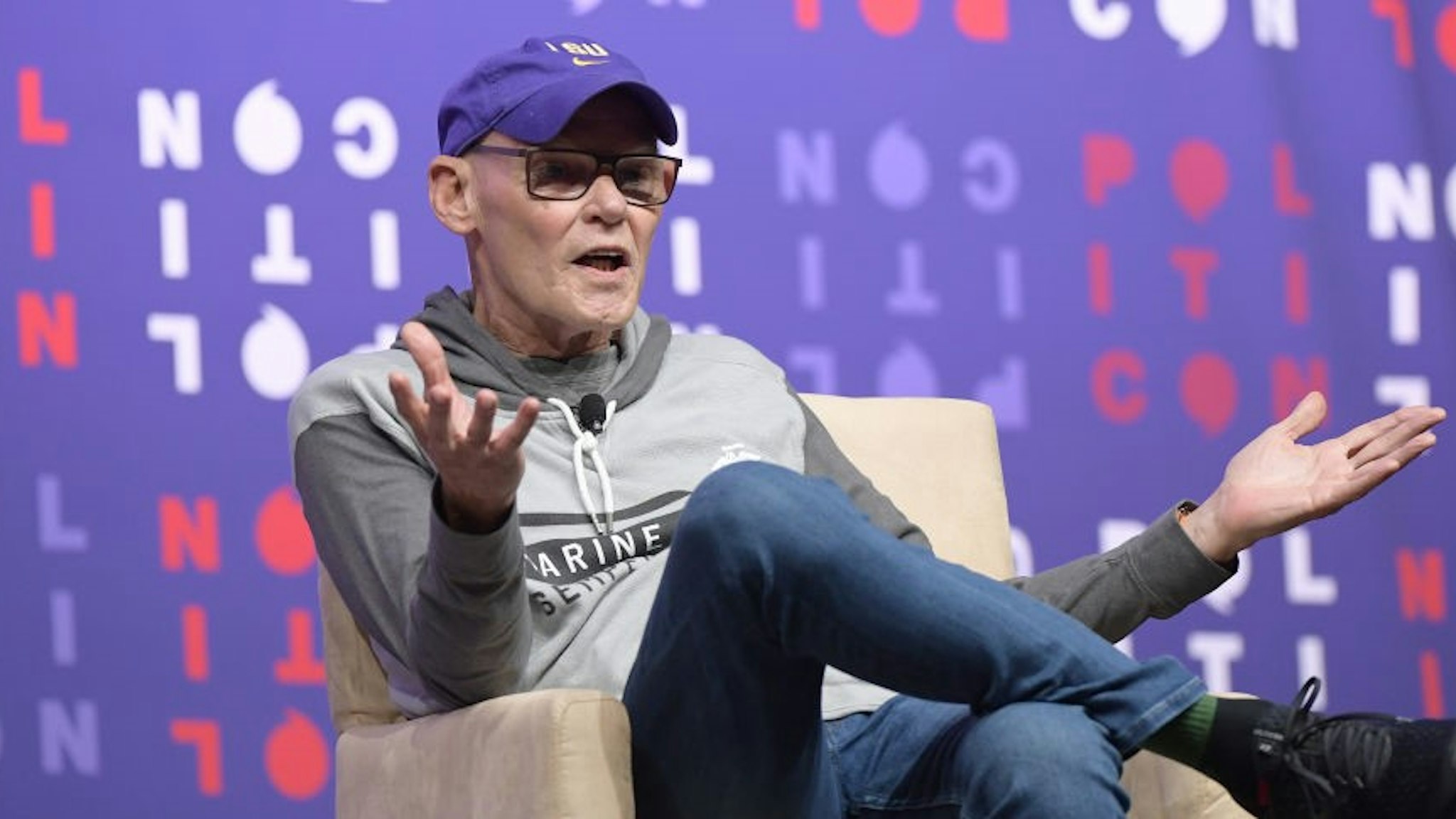 NASHVILLE, TENNESSEE - OCTOBER 26: James Carville speaks onstage during the 2019 Politicon at Music City Center on October 26, 2019 in Nashville, Tennessee. (Photo by