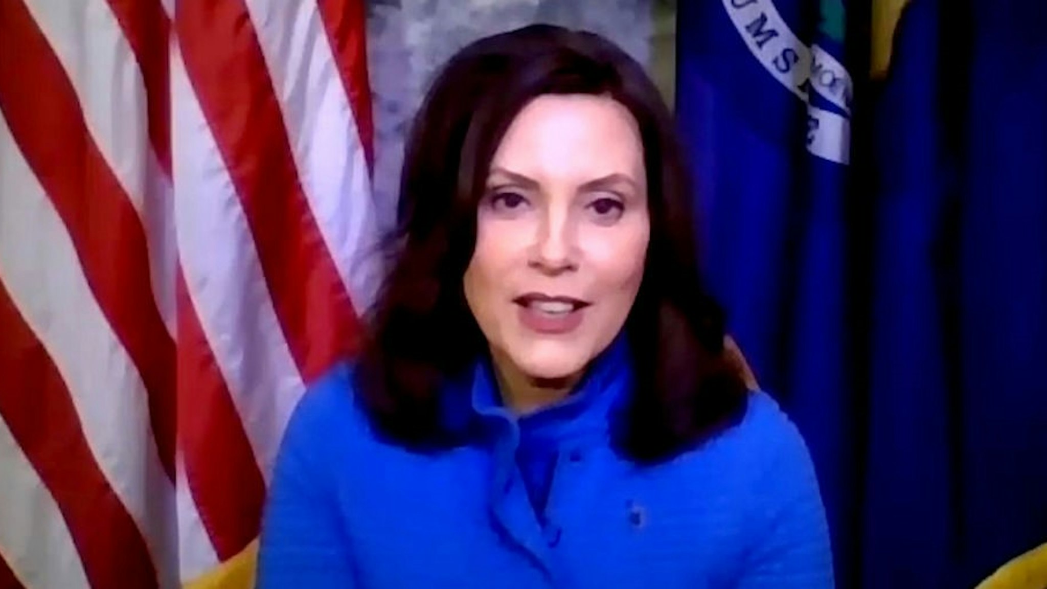 LATE NIGHT WITH SETH MEYERS -- Episode 989A -- Pictured in this screen grab: Gov. Gretchen Whitmer during an interview on May 18, 2020 -- (Photo by: