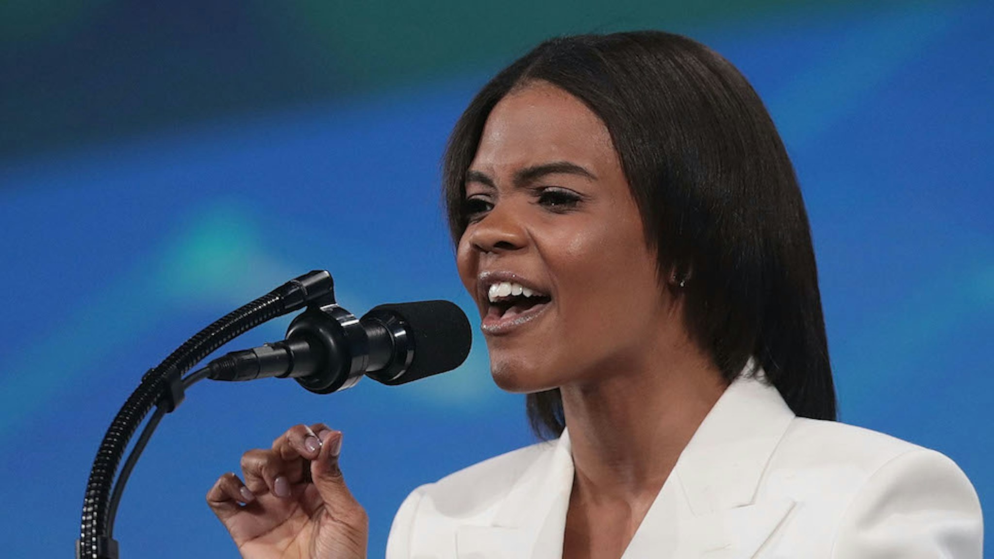 Activist Candace Owens speaks to guests during the NRA-ILA Leadership Forum at the 148th NRA Annual Meetings &amp; Exhibits on April 26, 2019 in Indianapolis, Indiana. The convention, which runs through Sunday, features more than 800 exhibitors and is expected to draw 80,000 guests. (Photo by Scott Olson/Getty Images)