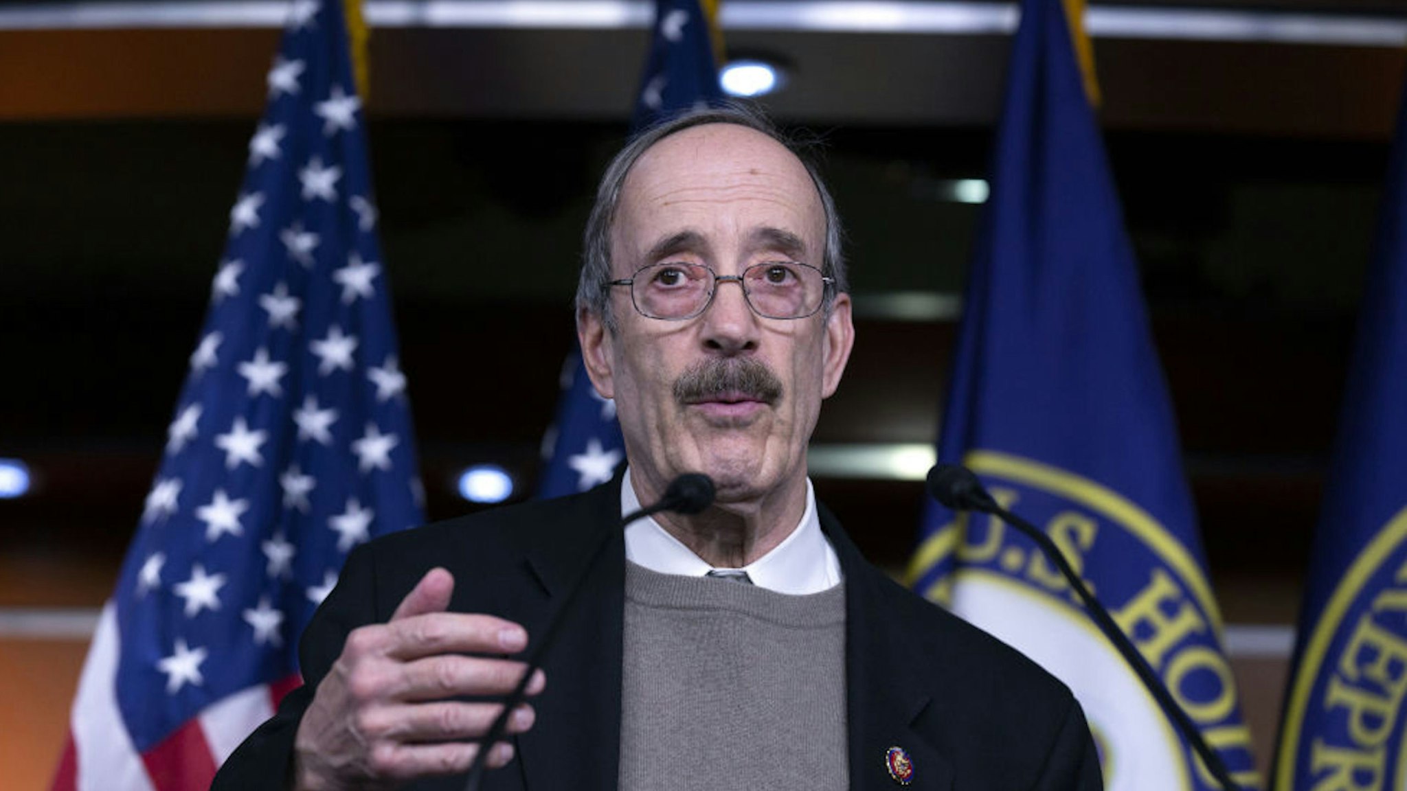 Representative Eliot Engel, a Democrat from New York, speaks during a news conference at the U.S. Capitol in Washington D.C., U.S., on Tuesday, Jan. 28, 2020. President Donald Trump's lawyers finished presenting his defense on Tuesday, their third day of arguments in the Senate impeachment trial. The next phase, 16 total hours of senators' questions for both sides, will begin Wednesday.