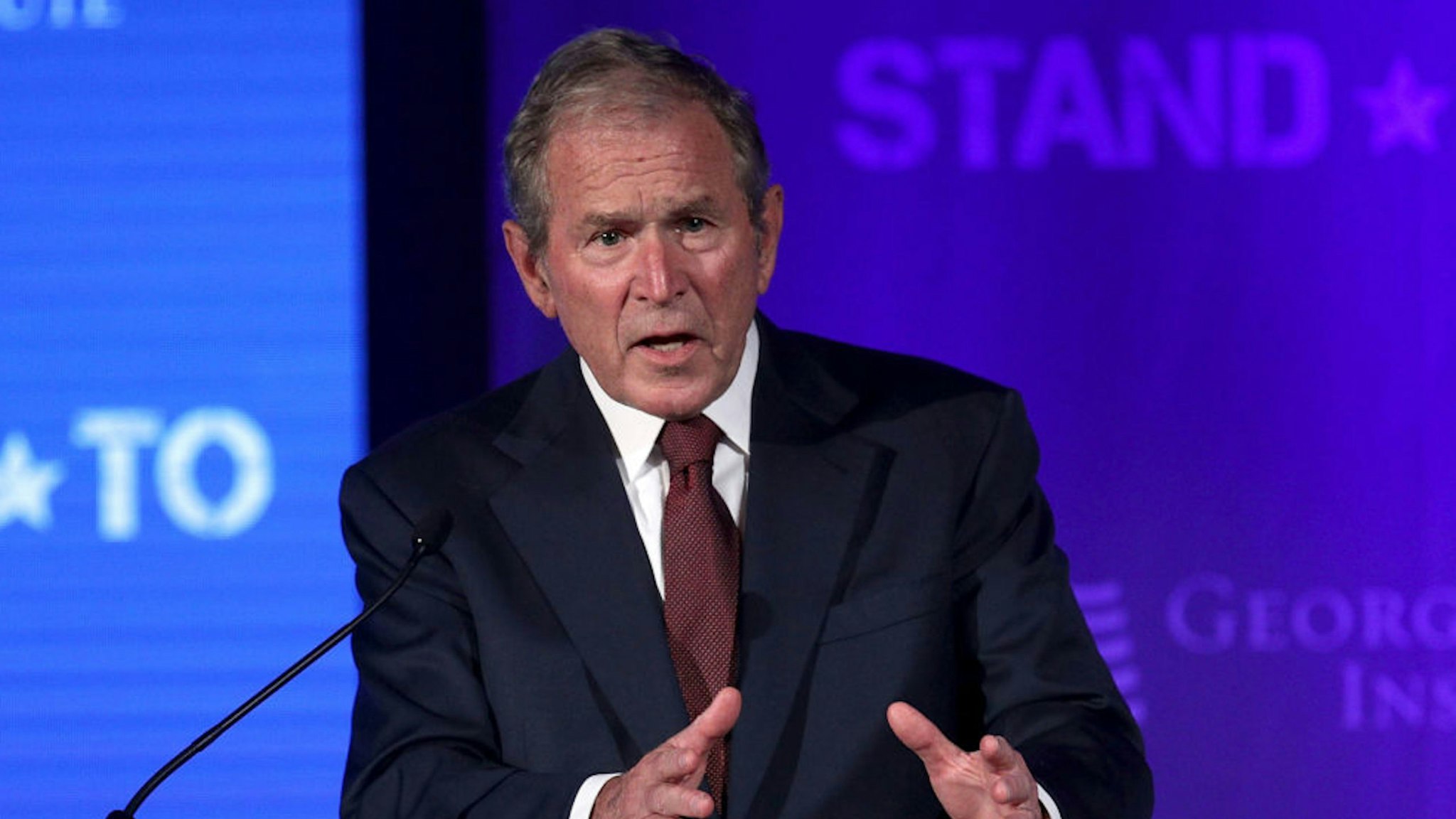 WASHINGTON, DC - JUNE 23: Former U.S. President George W. Bush speaks during a conference at the U.S. Chamber of Commerce June 23, 2017 in Washington, DC. The George W. Bush Institute hosted a conference to address veteran issues