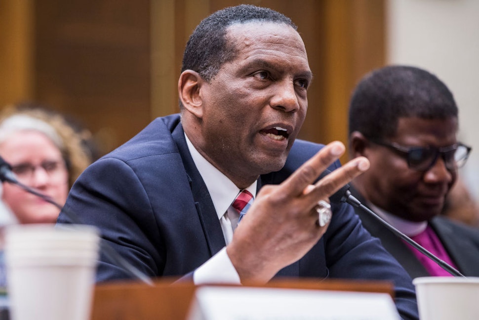 Former NFL player Burgess Owens testifies during a hearing on slavery reparations held by the House Judiciary Subcommittee on the Constitution, Civil Rights and Civil Liberties on June 19, 2019 in Washington, DC.