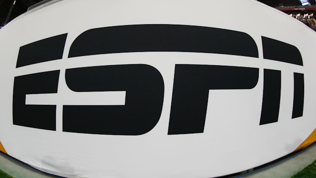 The ESPN logo before the Fiesta Bowl college football playoff semi final game between the Clemson Tigers and the Ohio State Buckeyes on December 28, 2019 at State Farm Stadium in Glendale, Arizona.