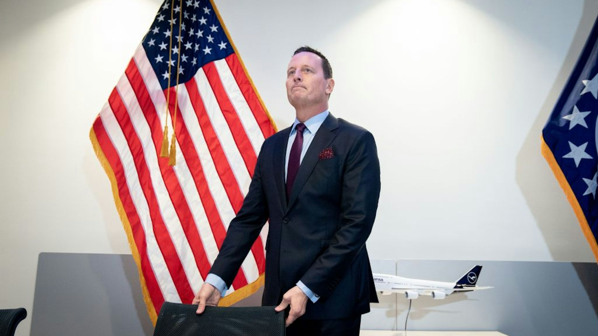 Richard Grenell, Ambassador of the United States of America to Germany, attends a press conference at the US Embassy in Berlin.