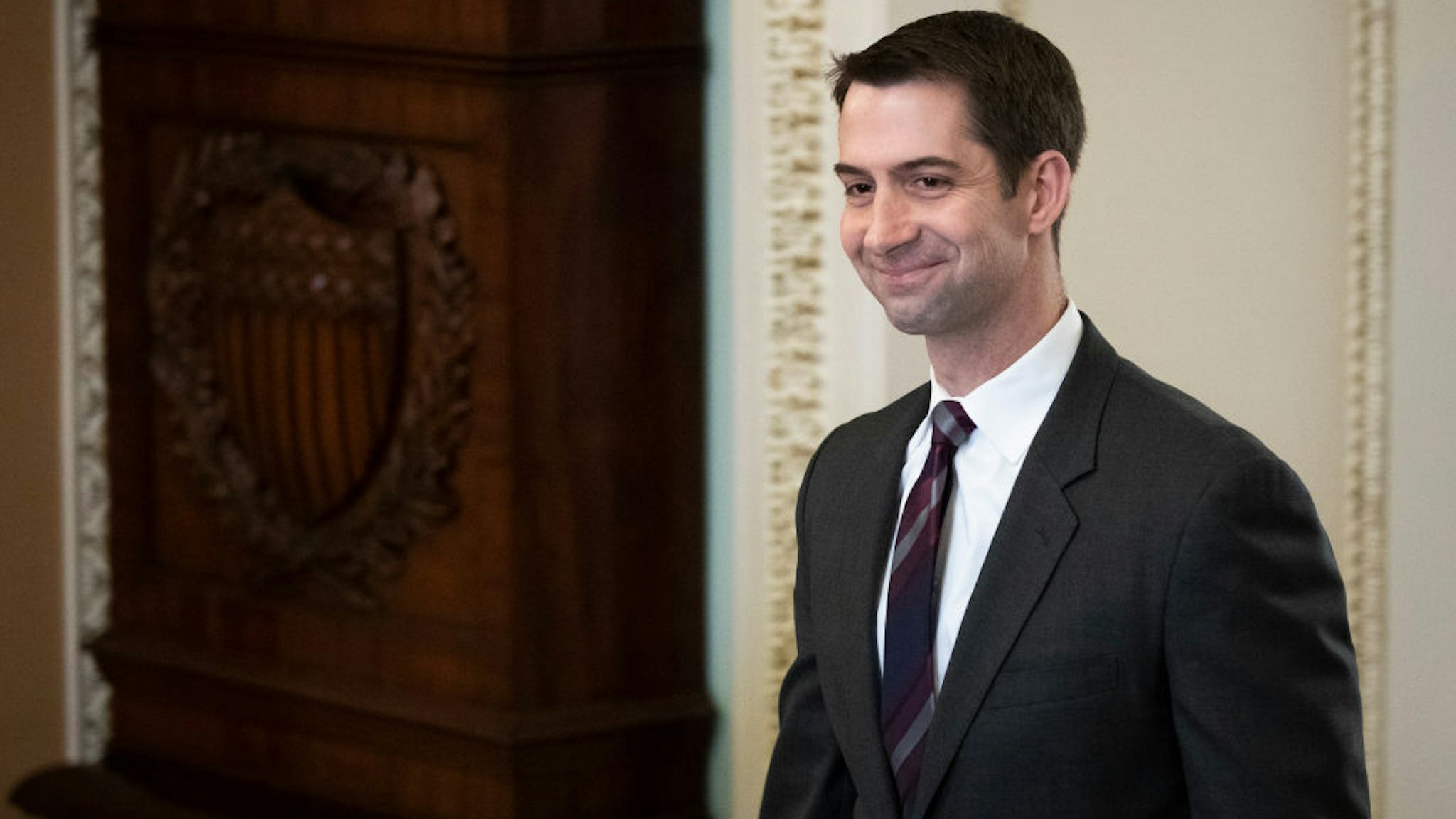Sen. Tom Cotton (R-AR) walks to the Senate floor for the start of impeachment trial proceedings at the U.S. Capitol on January 21, 2020 in Washington, DC.
