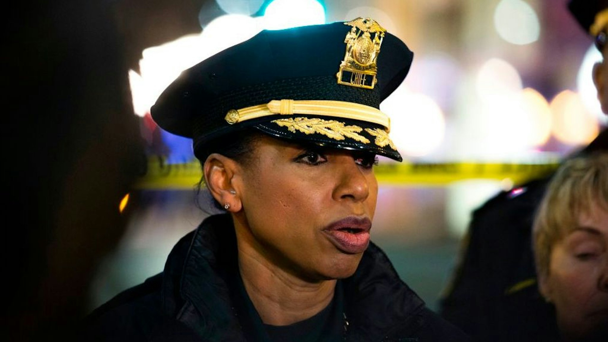 Seattle Police Chief Carmen Best speaks to reporters at the scene of a shooting that left one person dead and seven injured, including a child, in downtown Seattle, Washington on January 22, 2020.