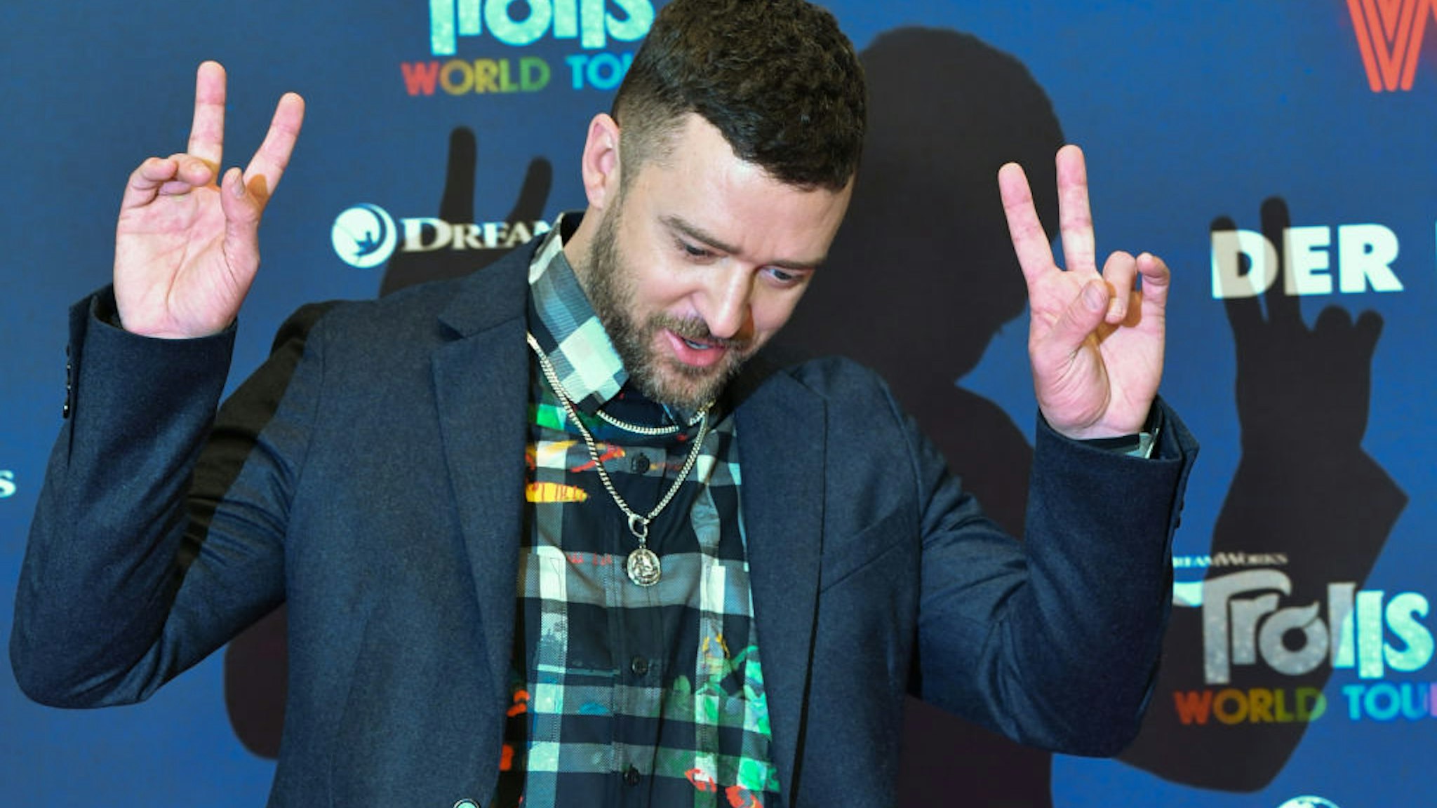 Justin Timberlake, actor and musician, is at the photo shoot for the movie "Trolls World Tour" at the Hotel Waldorf Astoria.