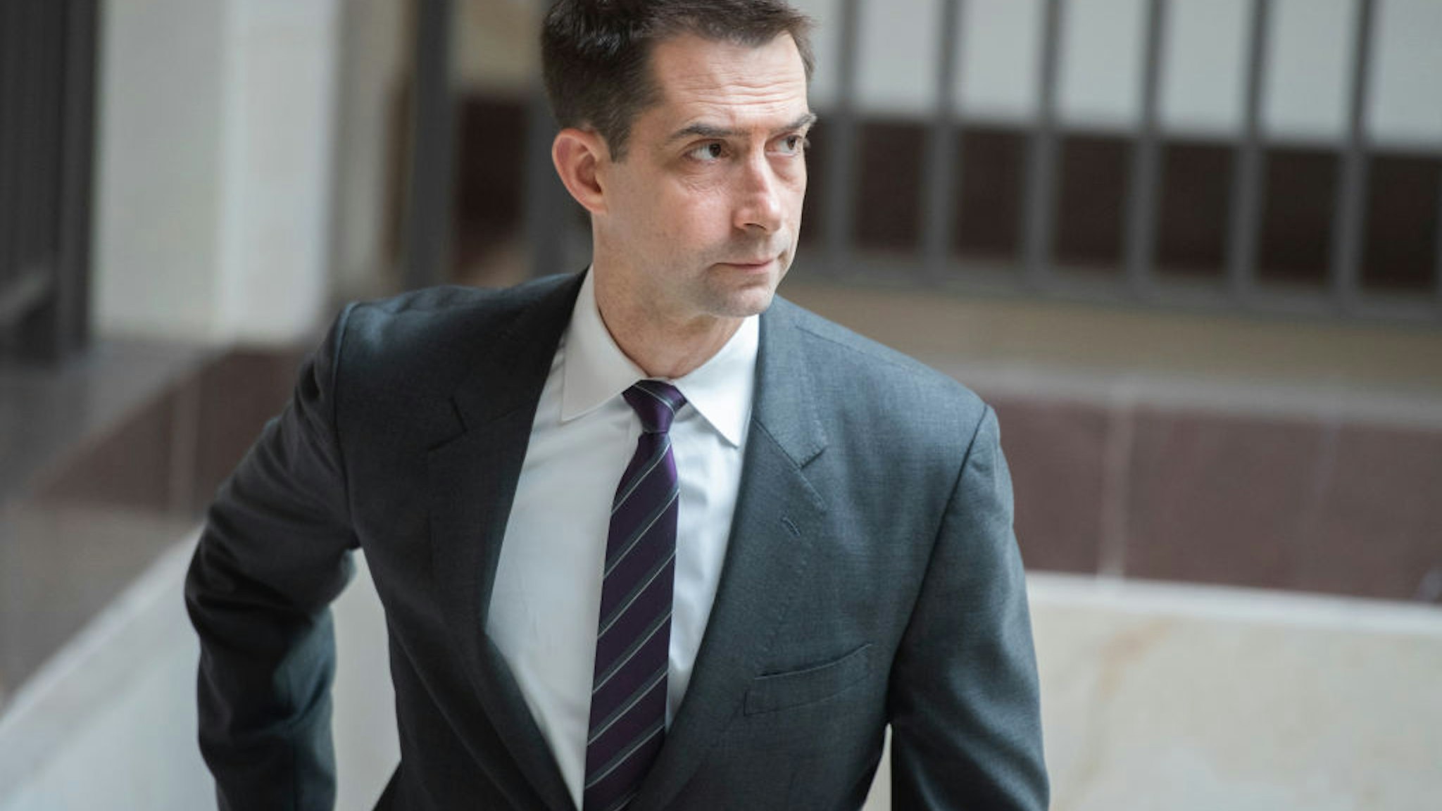 Sen. Tom Cotton, R-Ark., is seen in the Capitol Visitor Center on Tuesday, May 19, 2020.