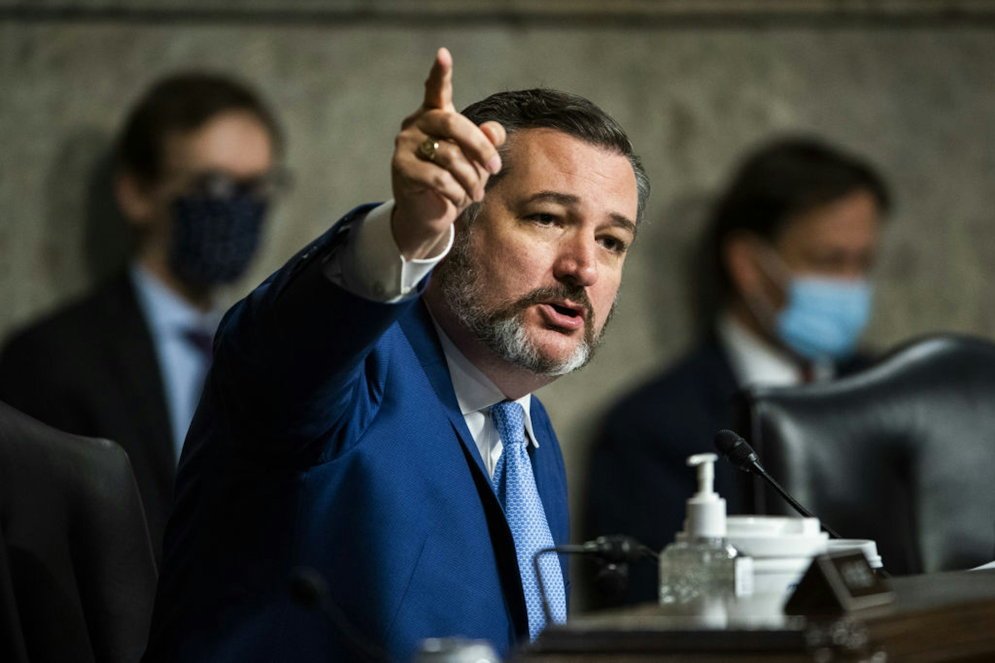 Senator Ted Cruz, a Republican from Texas, speaks during a Senate Judiciary Committee hearing with Rod Rosenstein, former deputy attorney general, in Washington, D.C., U.S., on Wednesday, June 3, 2020.