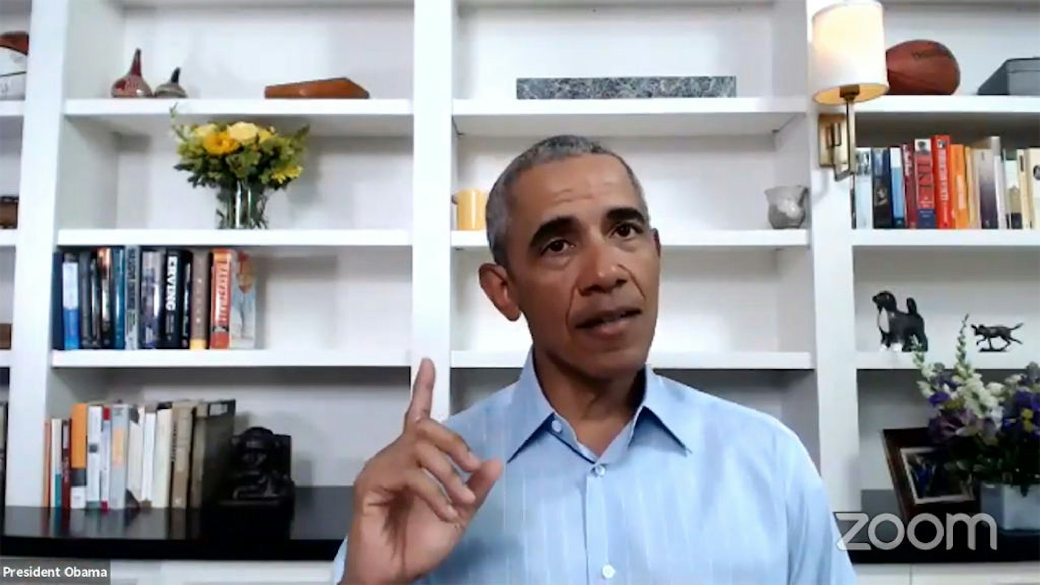 In a screengrab from the Obama Foundation, former US President Barack Obama participates in a virtual town hall on June 3, 2020.