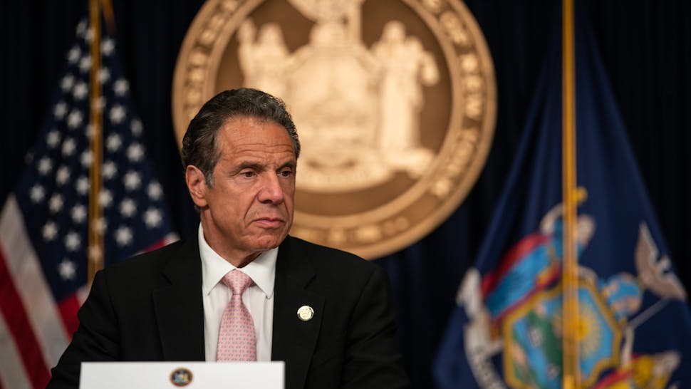 NEW YORK, NY - JUNE 12: New York Gov. Andrew Cuomo speaks during the daily media briefing at the Office of the Governor of the State of New York on June 12, 2020 in New York City. Gov. Andrew Cuomo signed the "Say Their Name" reform legislation, an agenda that calls for better policing standards in New York State in the wake of recent protests and in response to George Floyd's death. (Photo by Jeenah Moon/Getty Images)