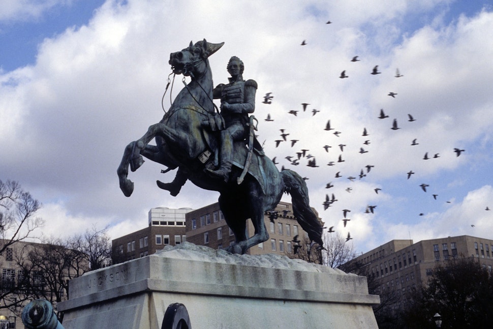 WASHINGTON - DECEMBER 23: General Andrew Jackson Statue in Lafayette Square on December 23, 1996 in Washington, DC. (Photo by Santi Visalli/Getty Images)