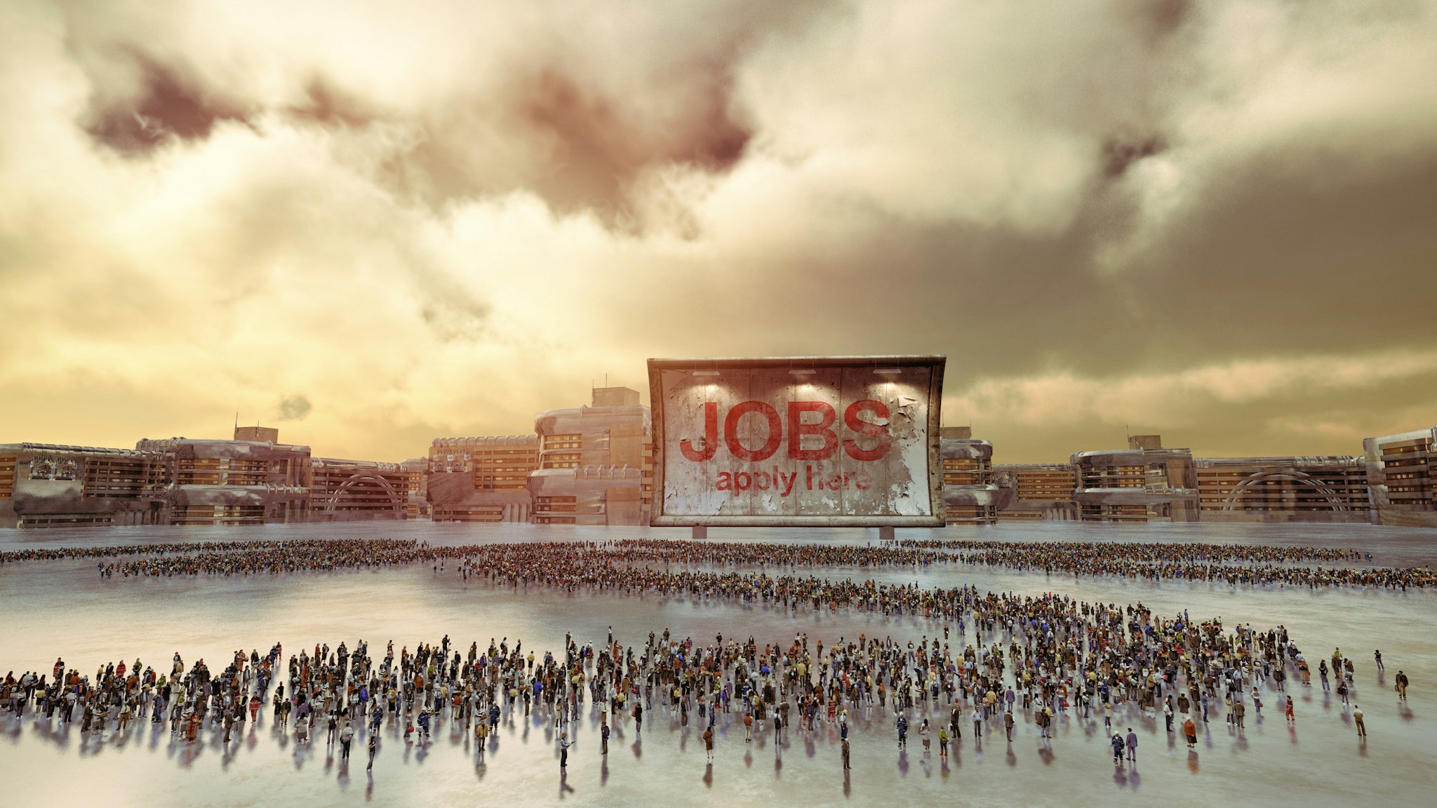 Crowd of unemployed people looking for a job - stock photo