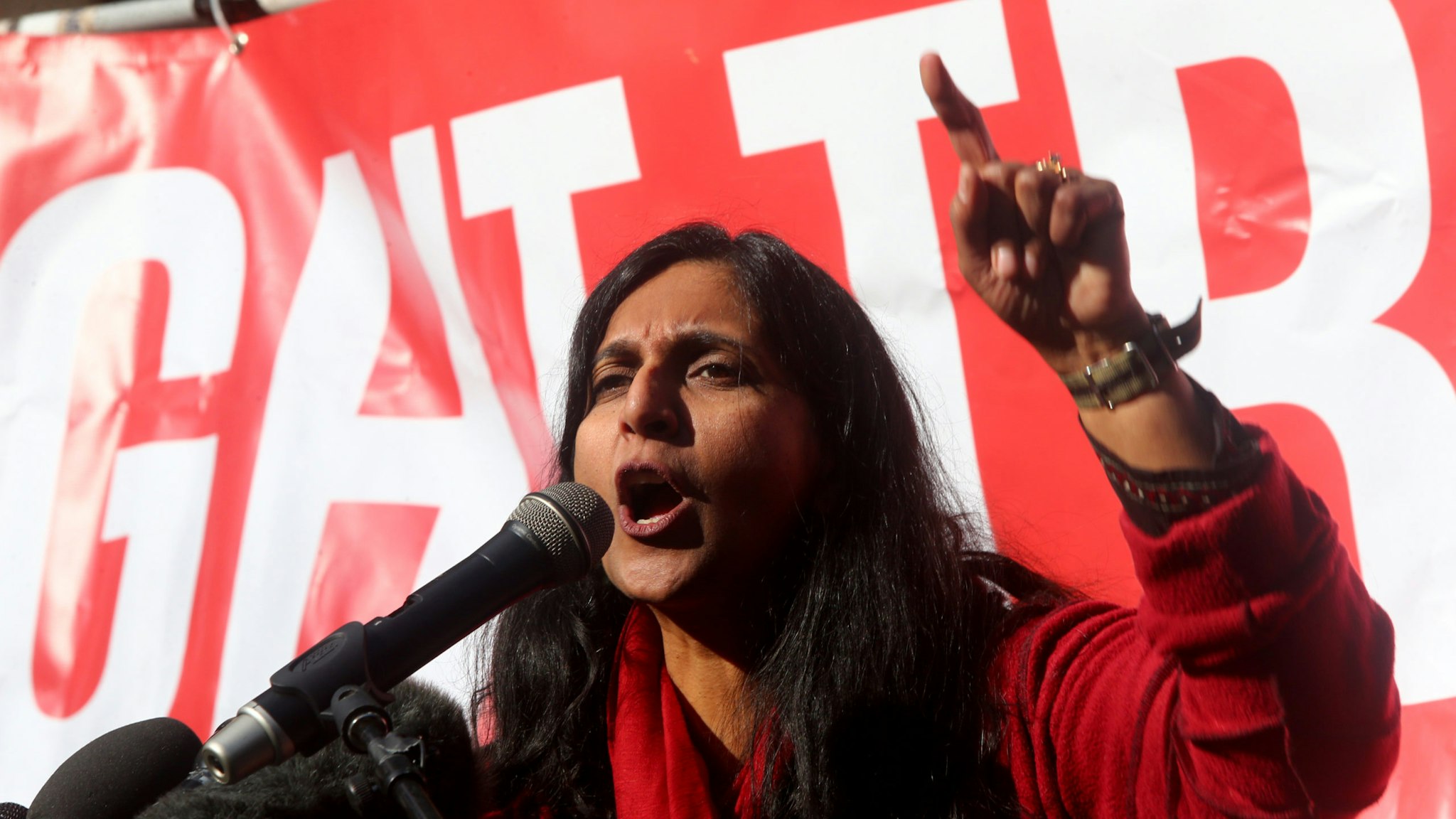SEATTLE, WA - FEBRUARY 17: Seattle City Council member Kshama Sawant speaks at a rally held outside the courthouse where U.S. District Court for the Western District of Washington at Seattle is hearing Daniel Ramirez Medina v. U.S. Department of Homeland Security on February 17, 2017 in Seattle, Washington. Medina, who was protected by the Deferred Action for Childhood Arrivals (DACA) program, was arrested by Immigration and Customs Enforcement (ICE) on Tuesday. (Photo by Karen Ducey/Getty Images)