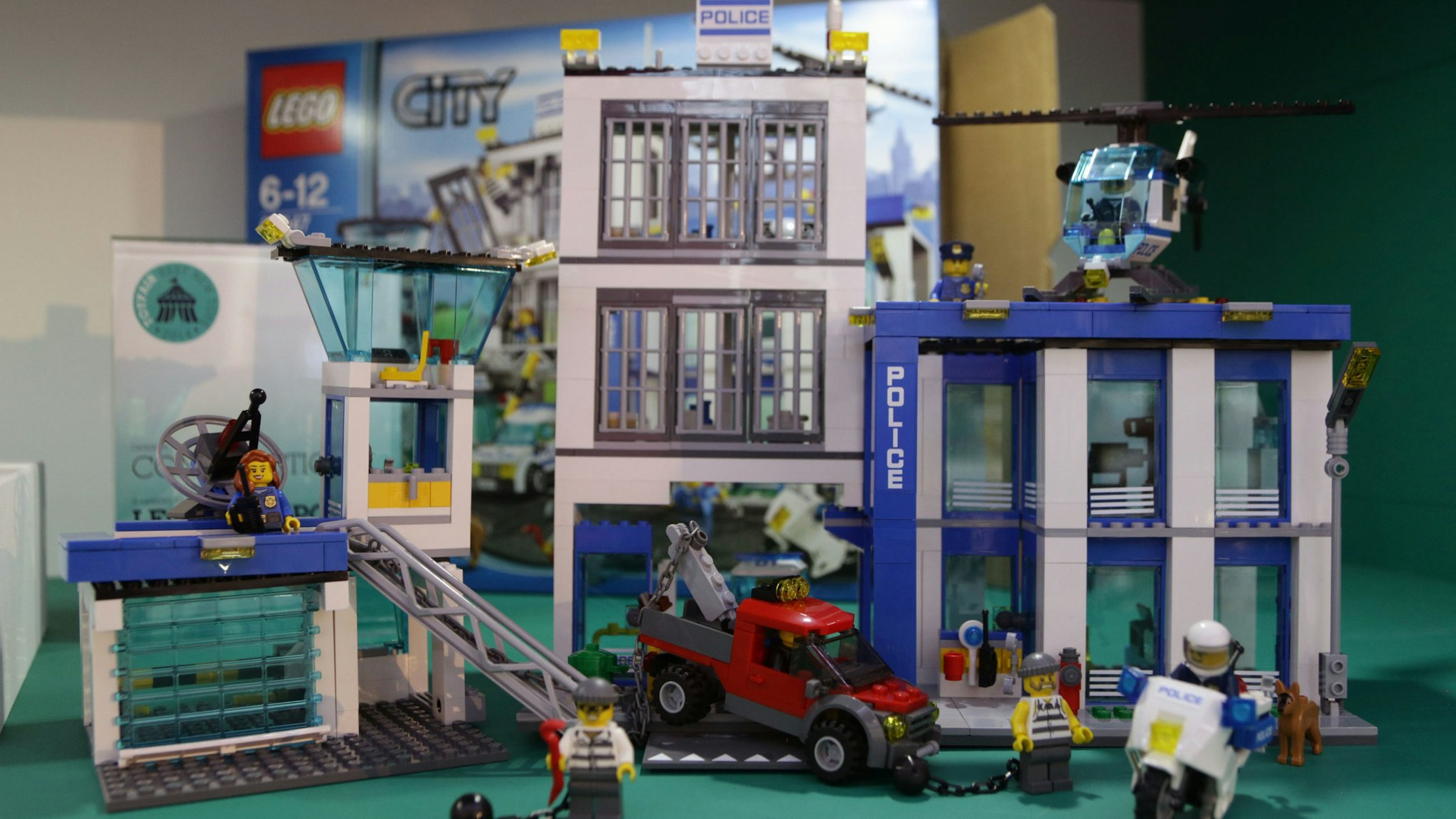 A Lego City Police Station set on display during the press day for the annual Toy Fair - where more than 280 companies launch thousands of brand new products to buyers and retailers - at Olympia in London. (Photo by Yui Mok/PA Images via Getty Images)