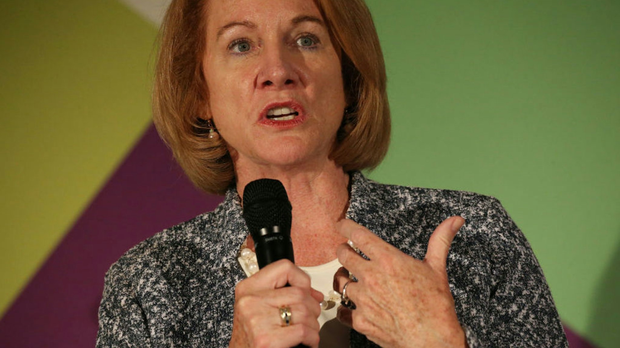 Seattle Mayor Jenny Durkan speaks during a Smarter Cities, Smarter Skills panel discussion at the Wayfair headquarters in Boston on June 8, 2018.