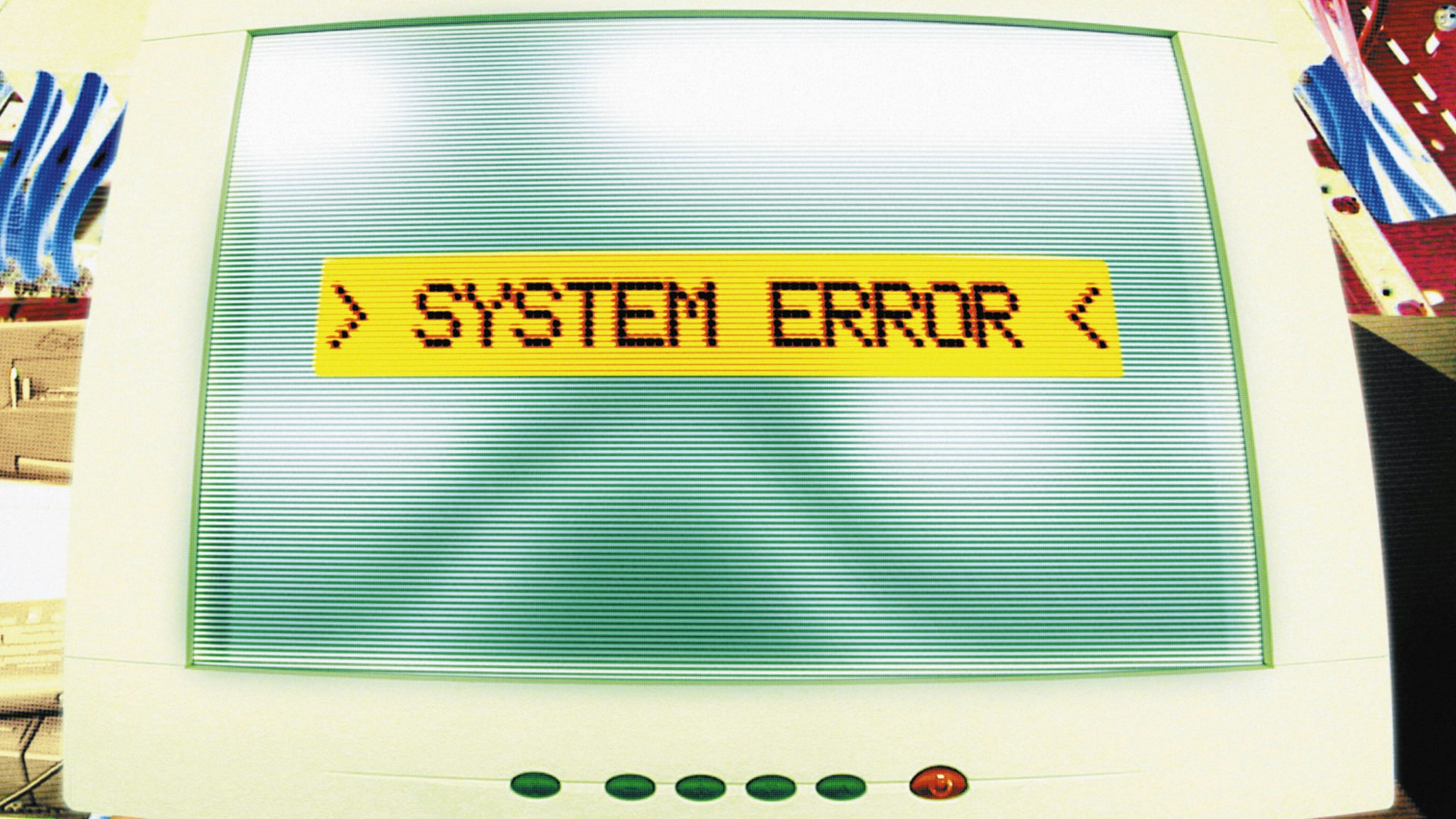 Computer systems error message on screen, digital composite.