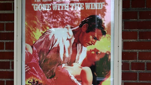 Gone With The Wind Poster 'Gone With The Wind' movie poster displayed outside the Post Theatre, built in 1939 at Historic Fort Wayne in Detroit, Michigan on May 26, 2018. (Photo By Raymond Boyd/Getty Images)