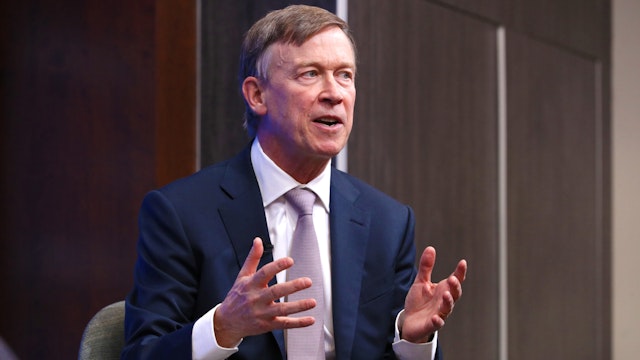 WASHINGTON, DC - OCTOBER 10: Colorado Gov. John Hickenlooper participates in a discussion as part of the Brookings Institution's Middle Class Initiative October 10, 2018 in Washington, DC. Hickenlooper, a Democrat, and Ohio Gov. John Kasich, a Republican, participated in the discussion and found common ground on issues related to the economy, trade, education and other areas. Both governors are seen as potential 2020 presidential candidates.