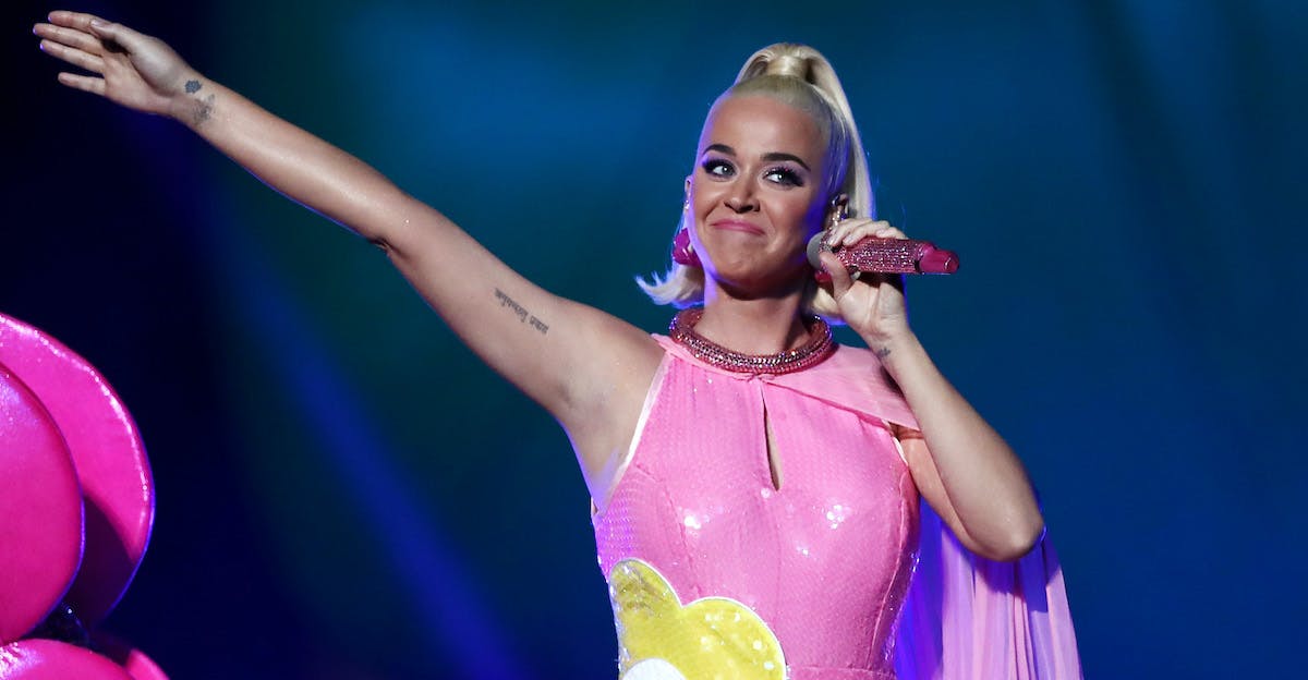 Katy Perry performs during a concert following the ICC Women's T20 Cricket World Cup Final between India and Australia at the Melbourne Cricket Ground on March 08, 2020 in Melbourne, Australia. (Photo by Cameron Spencer/Getty Images)