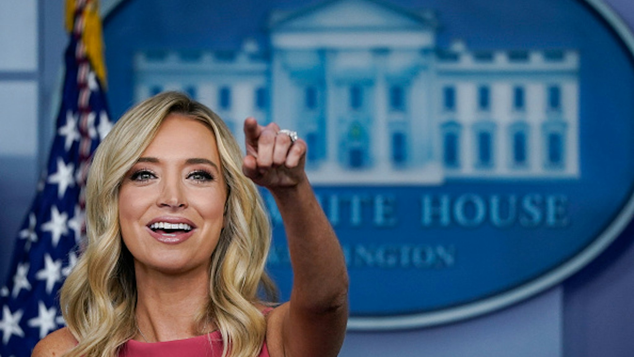 WASHINGTON, DC - JUNE 08: White House Press Secretary Kayleigh McEnany speaks during a press briefing at the White House on June 8, 2020 in Washington, DC. President Trump will meet with law enforcement officers later in the day on Monday.