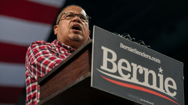 MINNEAPOLIS, MN - NOVEMBER 03: Attorney General Keith Ellison speaks at a campaign rally for Senator (I-VT) and presidential candidate Bernie Sanders at the University of Minnesota’s Williams Arena on November, 3, 2019 in Minneapolis, Minnesota. Over 10,000 supporters attended the rally, which was also featured remarks from Representative Ilhan Omar (D-MN). (Photo by Scott Heins/Getty Images)