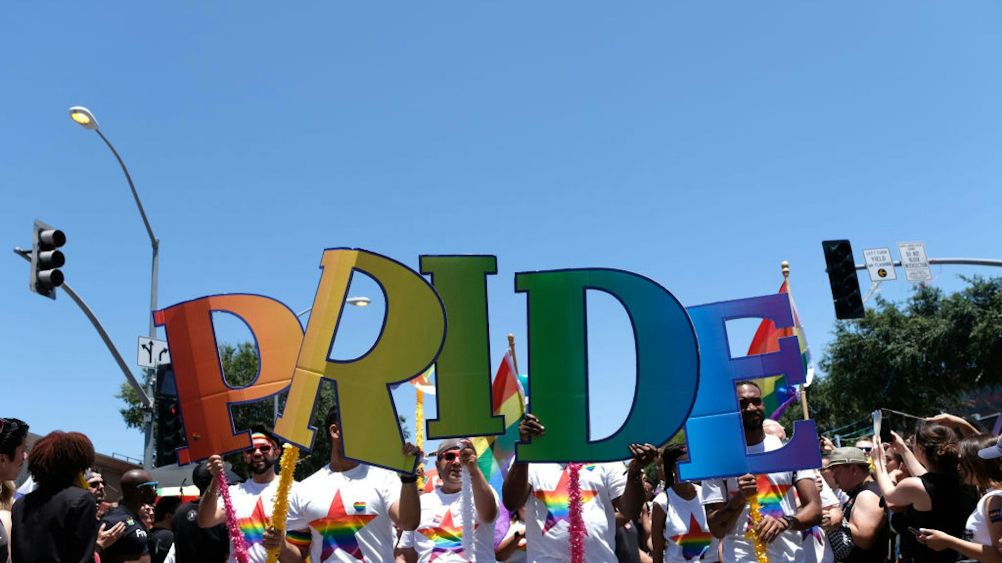 WEST HOLLYWOOD, CALIFORNIA - JUNE 09: A general view of atmosphere at LA Pride 2019 on June 9, 2019 in West Hollywood, California.
