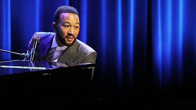 ORANGEBURG, SOUTH CAROLINA - FEBRUARY 26: Musician John Legend performs at a Get Out the Vote Rally with Democratic presidential candidate, Senator Elizabeth Warren (D-MA) at South Carolina State University ahead of South Carolina's primary on February 26, 2020 in Orangeburg, South Carolina. South Carolinians go to the polls on Saturday for what will be a crucial test of African American support for the Democratic candidates for president.