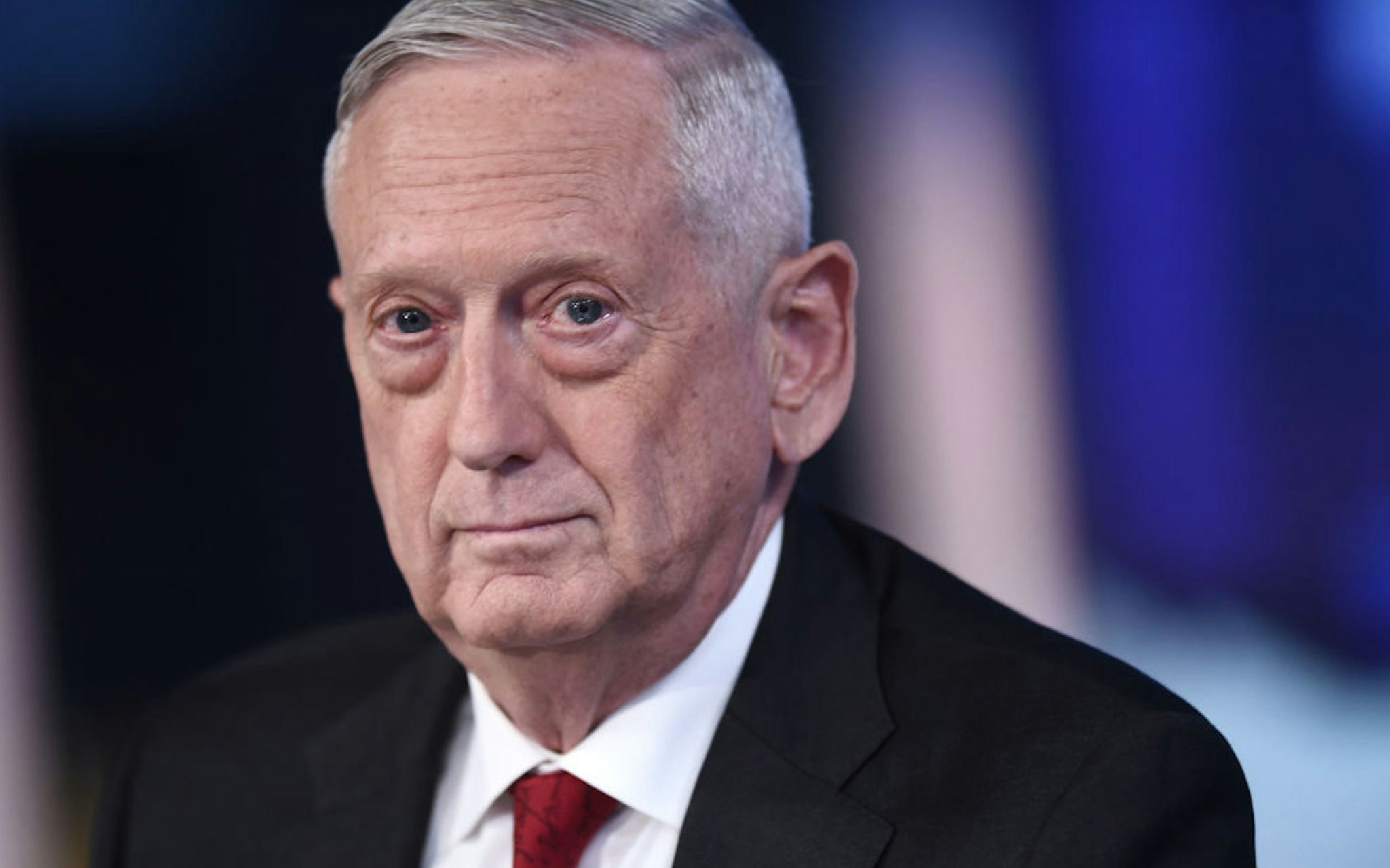 NEW YORK, NEW YORK - SEPTEMBER 03: (EXCLUSIVE COVERAGE) Former U.S. Secretary of Defense James Mattis visits FOX News Channel‚Äôs "The Story with Martha MacCallum" on September 03, 2019 in New York City.