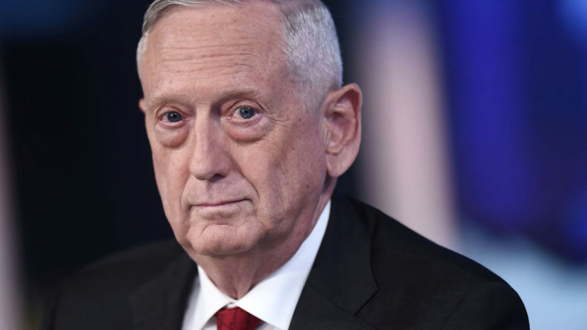 NEW YORK, NEW YORK - SEPTEMBER 03: (EXCLUSIVE COVERAGE) Former U.S. Secretary of Defense James Mattis visits FOX News Channel‚Äôs "The Story with Martha MacCallum" on September 03, 2019 in New York City.