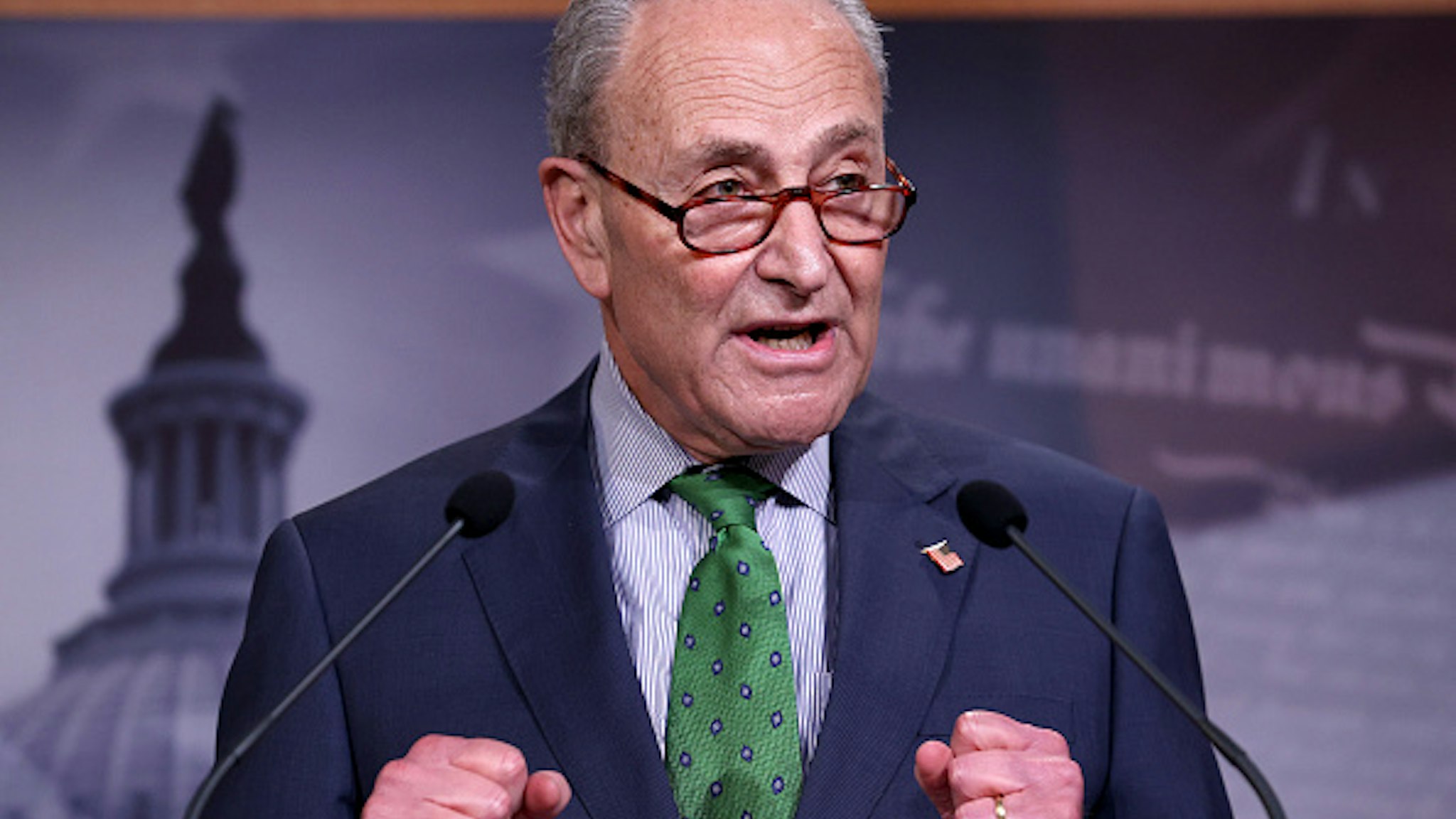 WASHINGTON, DC - JUNE 09: Senate Minority Leader Chuck Schumer (D-NY) speaks at a press conference June 09, 2020 in Washington, DC. Schumer and Sen. Mazie Hirono (D-HI) answered questions related to reforming law enforcement policies in the wake of the death of George Floyd.