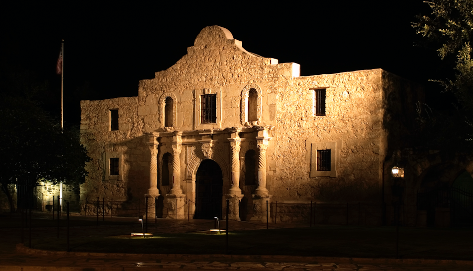 Night Time Photo Of The Famous Historic Alamo In San Antonio Texas. Don Despain Of Rekindle.