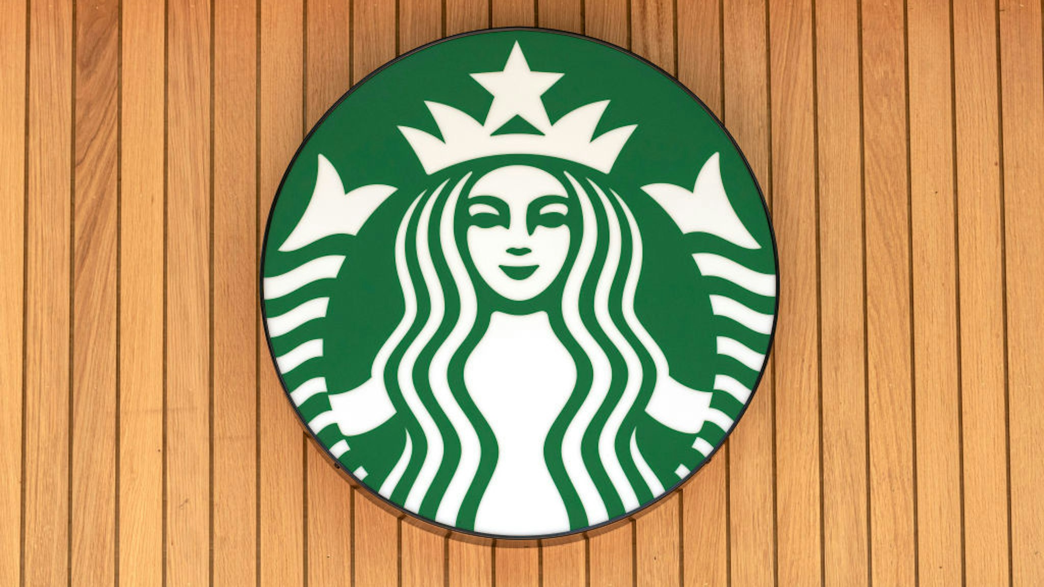 LONDON, UNITED KINGDOM - 2020/06/02: Starbucks logo seen on one of their branches.