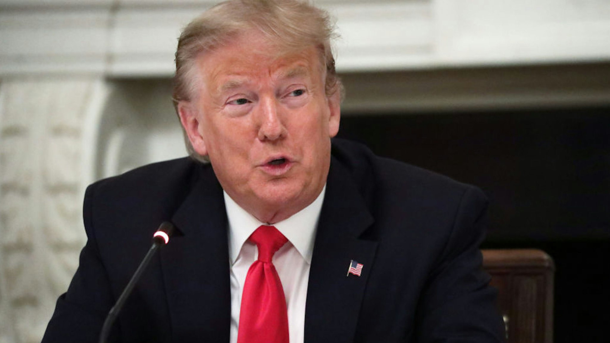 WASHINGTON, DC - JUNE 18: U.S. President Donald Trump speaks during a roundtable at the State Dining Room of the White House June 18, 2020 in Washington, DC. President Trump held a roundtable discussion with Governors and small business owners on the reopening of American‚Äôs small business.