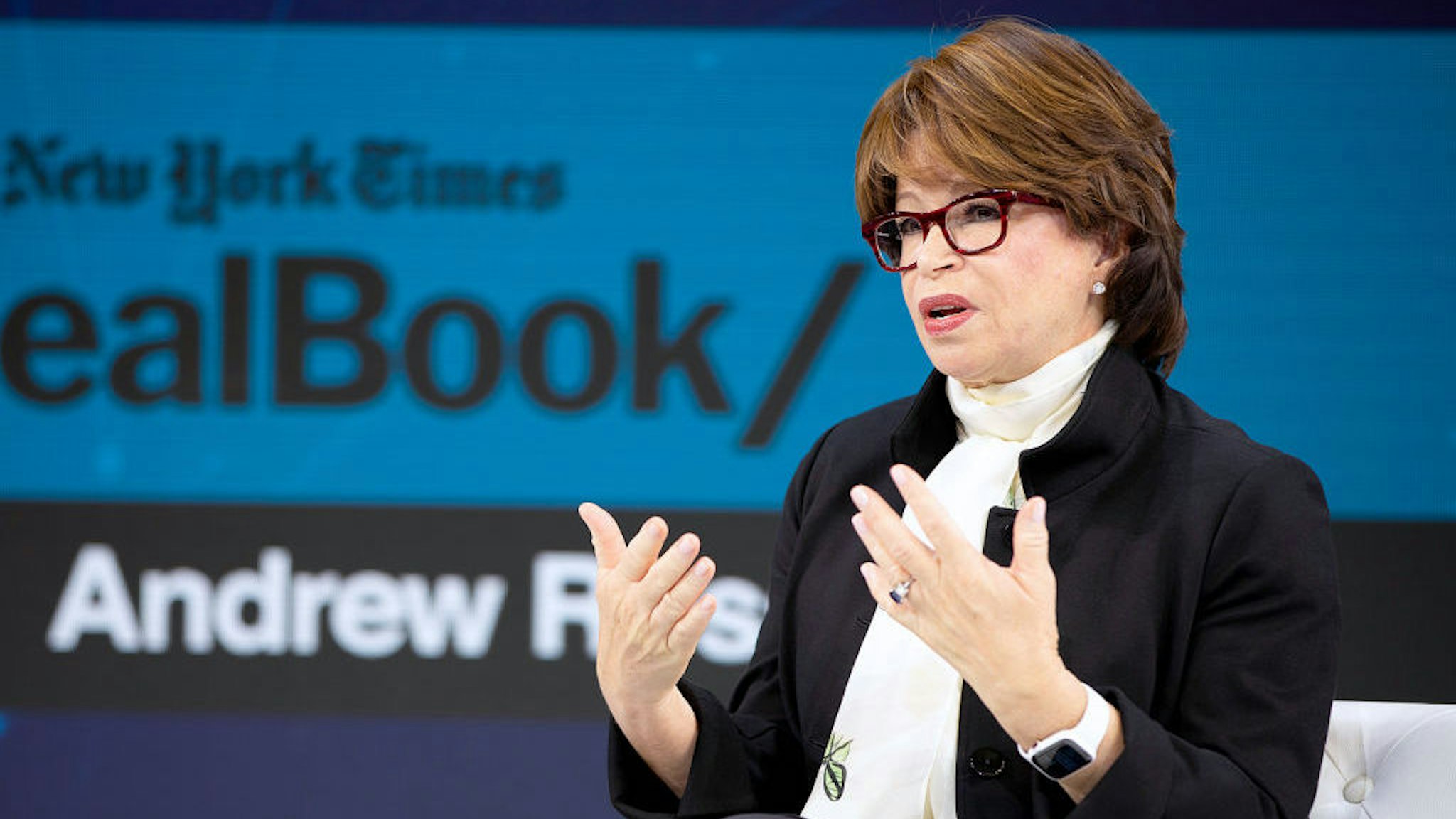 NEW YORK, NEW YORK - NOVEMBER 06: Valerie Jarrett, Board Chair of When We All Vote speaks onstage at 2019 New York Times Dealbook on November 06, 2019 in New York City. (Photo by Mike Cohen/Getty Images for The New York Times)
