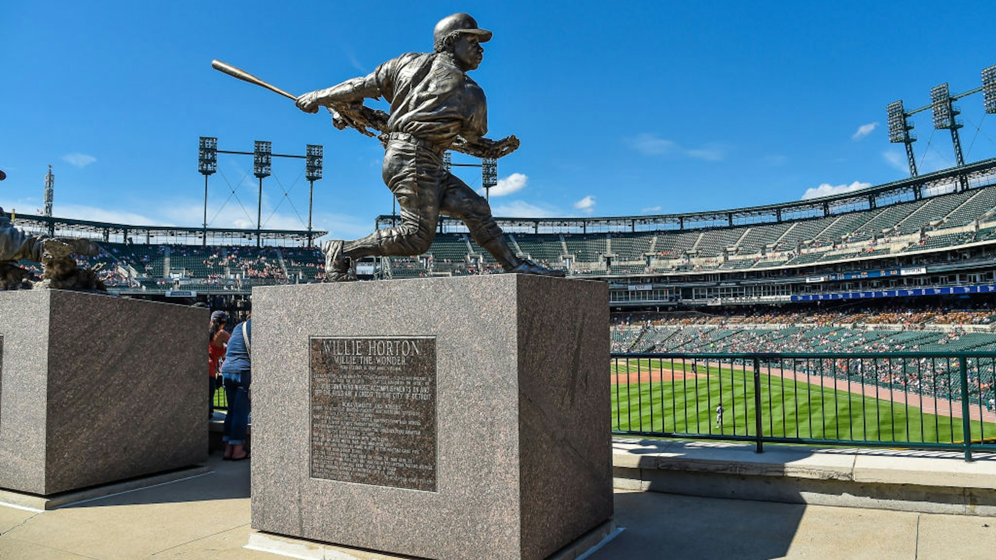 DETROIT, MI - SEPTEMBER 22: The statue honoring former Detroit Tigers great Willie Horton during the Detroit Tigers versus Chicago White Sox game on Sunday September 22, 2019 at Comerica Park in Detroit, MI. (Photo by Steven King/Icon Sportswire via Getty Images)