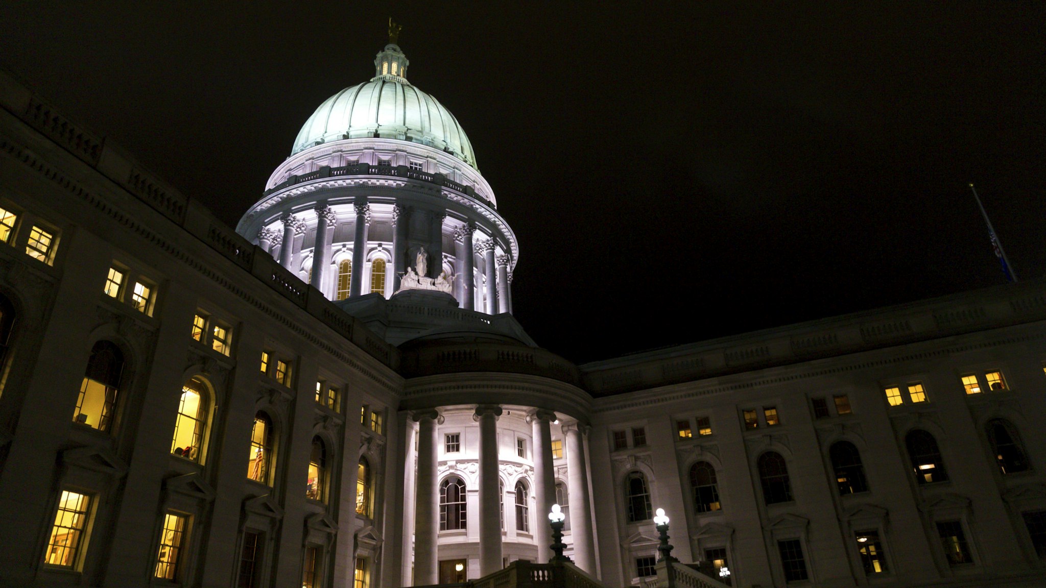 MADISON, WI - DECEMBER 04: The Wisconsin State Capitol where late night debate is taking place over contentious legislation December 4, 2018 in Madison, Wisconsin. Wisconsin Republicans are trying to pass a series of proposals that will weaken the authority of Gov.-elect Tony Evers and incoming Democratic Attorney General Josh Kaul.