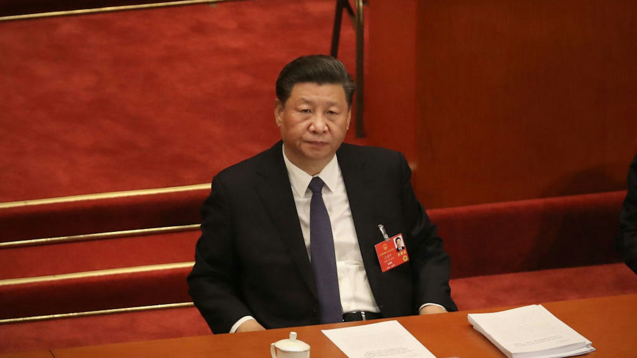 BEIJING, CHINA - MAY 22: Chinese President Xi Jinping attends the opening of the National People's Congress at The Great Hall Of The People on May 22, 2020 in Beijing, China. China is holding now its annual Two Sessions political meetings, that were delayed since March due to the Covid19 outbreak. (Photo by Andrea Verdelli/Getty Images)