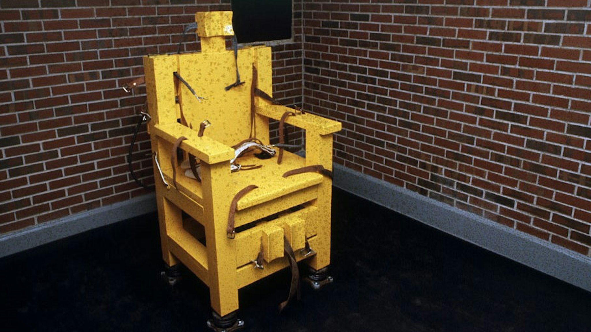 The electric chair at Holman Prison in Atmore, Alabama, USA. This electric chair will be used to execute prisoner John Louis Evan. | Location: Atmore, Alabama, USA.
