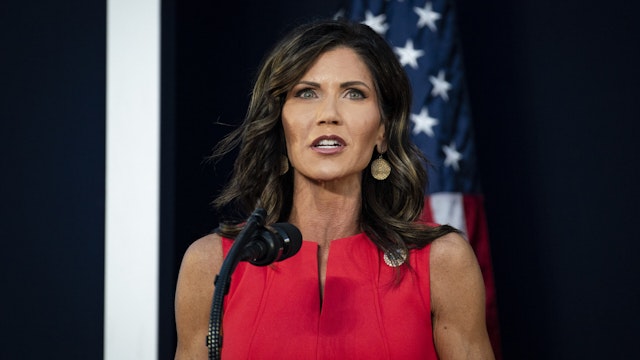 Kristi Noem, governor of South Dakota Governor, speaks during an event at Mount Rushmore National Memorial in Keystone, South Dakota, U.S., on Friday, July 3, 2020.