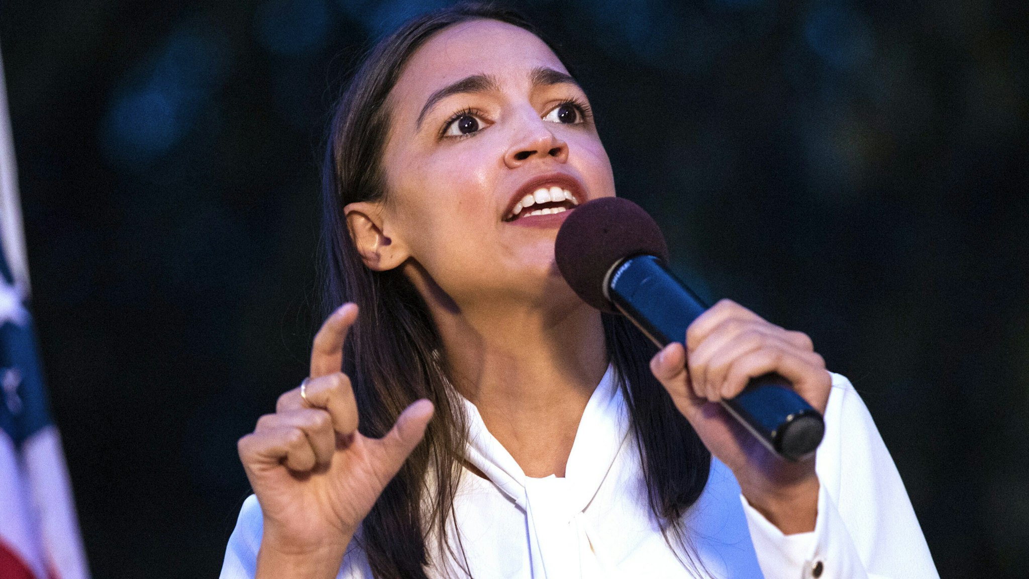 NEW YORK, NY - AUGUST 5: U.S. Rep. Alexandria Ocasio-Cortez (D-NY) speaks during a vigil for the victims of the recent mass shootings in El Paso, Texas and Dayton, Ohio, in Grand Army Plaza on August 5, 2019 in the Brooklyn borough of New York City. Lawmakers and local advocates called on Congress to enact gun control legislation and encouraged citizens to vote for politicians who would support those measures.