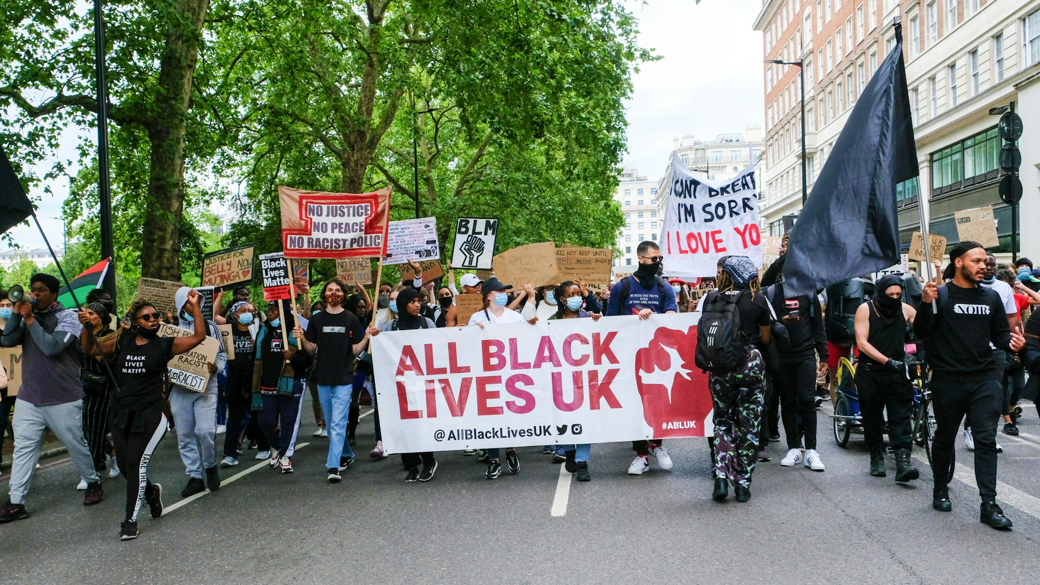 LONDON, UNITED KINGDOM - JULY 19, 2020 - Black Lives Matter protest march in central London