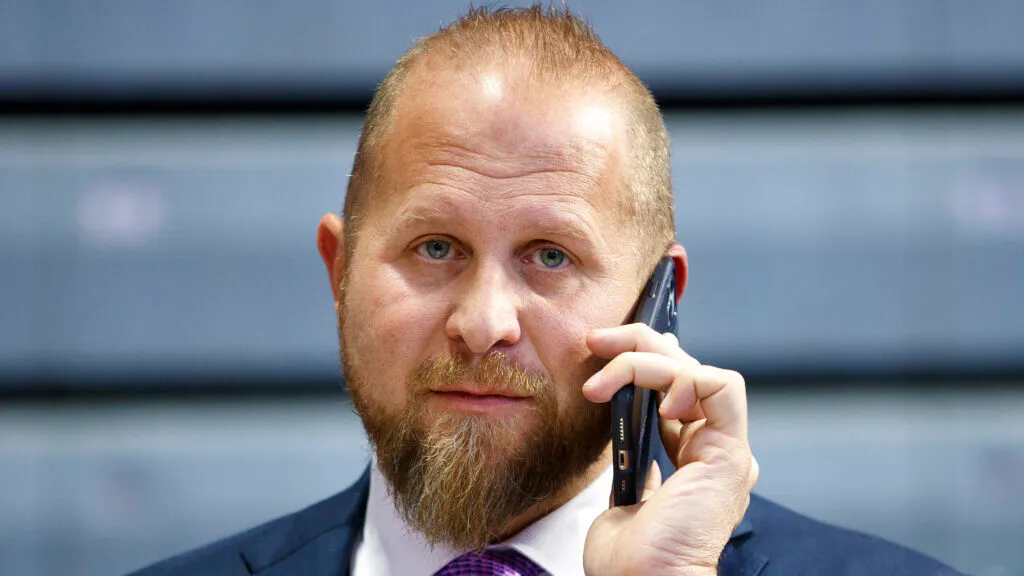 DES MOINES, IA - JANUARY 30: Brad Parscale, campaign manager for President Donald Trump's re-election campaign, speaks on the phone ahead a campaign rally inside of the Knapp Center arena at Drake University on January 30, 2020 in Des Moines, Iowa. President Donald Trump will later host a campaign rally at Drake University ahead of the Iowa Caucuses.