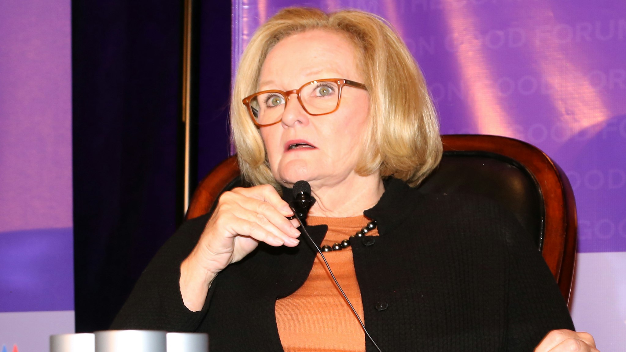 Errol Louis and Claire McCaskill speak onstage at The Common Good Forum &amp; American Spirit Awards 2019 at The Roosevelt Hotel on May 10, 2019 in New York City.