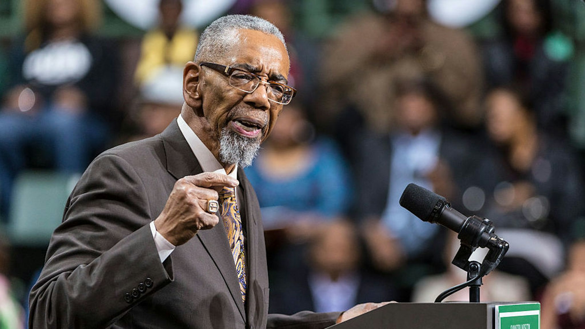 Illinois US Congressman Bobby Rush speaks to the crowd at a rally for Illinois Governor Pat Quinn at the Chicago State University Convocation Center on the South side of Chicago.