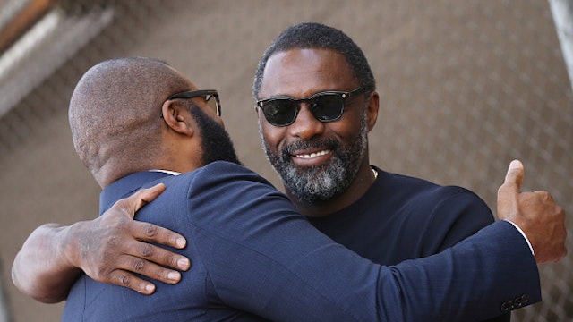HOLLYWOOD, CALIFORNIA - OCTOBER 01: Tyler Perry and Idris Elba attend the ceremony honoring Tyler Perry with a Star on The Hollywood Walk of Fame held on October 01, 2019 in Hollywood, California.