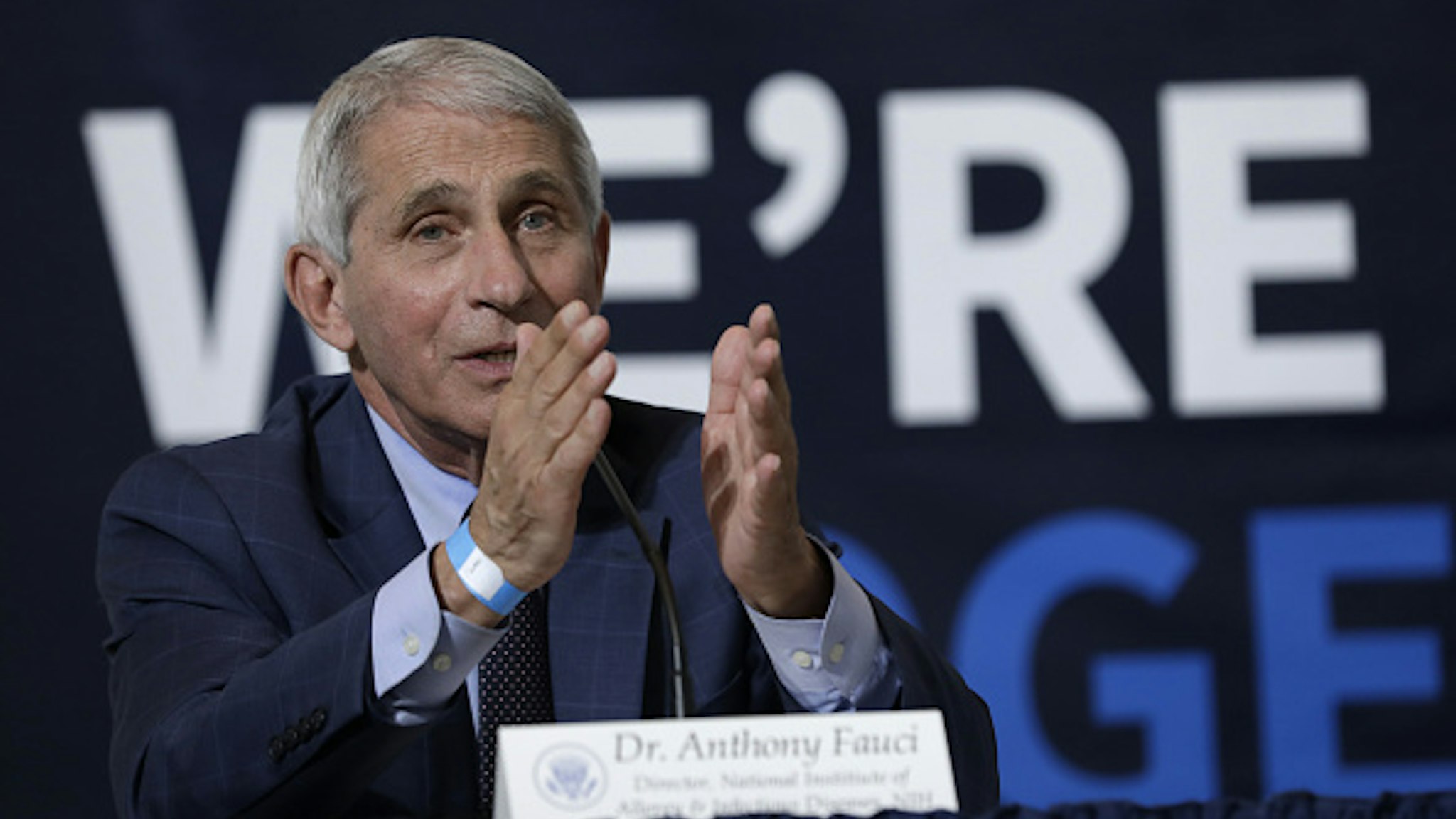 Anthony Fauci, director of the National Institute of Allergy and Infectious Diseases, speaks during a roundtable discussion at the American Red Cross National Headquarters in Washington, D.C., U.S., on Thursday, July 30, 2020. Trump is coming under increased pressure to impose national rules as the U.S., already with the worlds highest coronavirus death toll, struggles to contain the spread of the coronavirus.