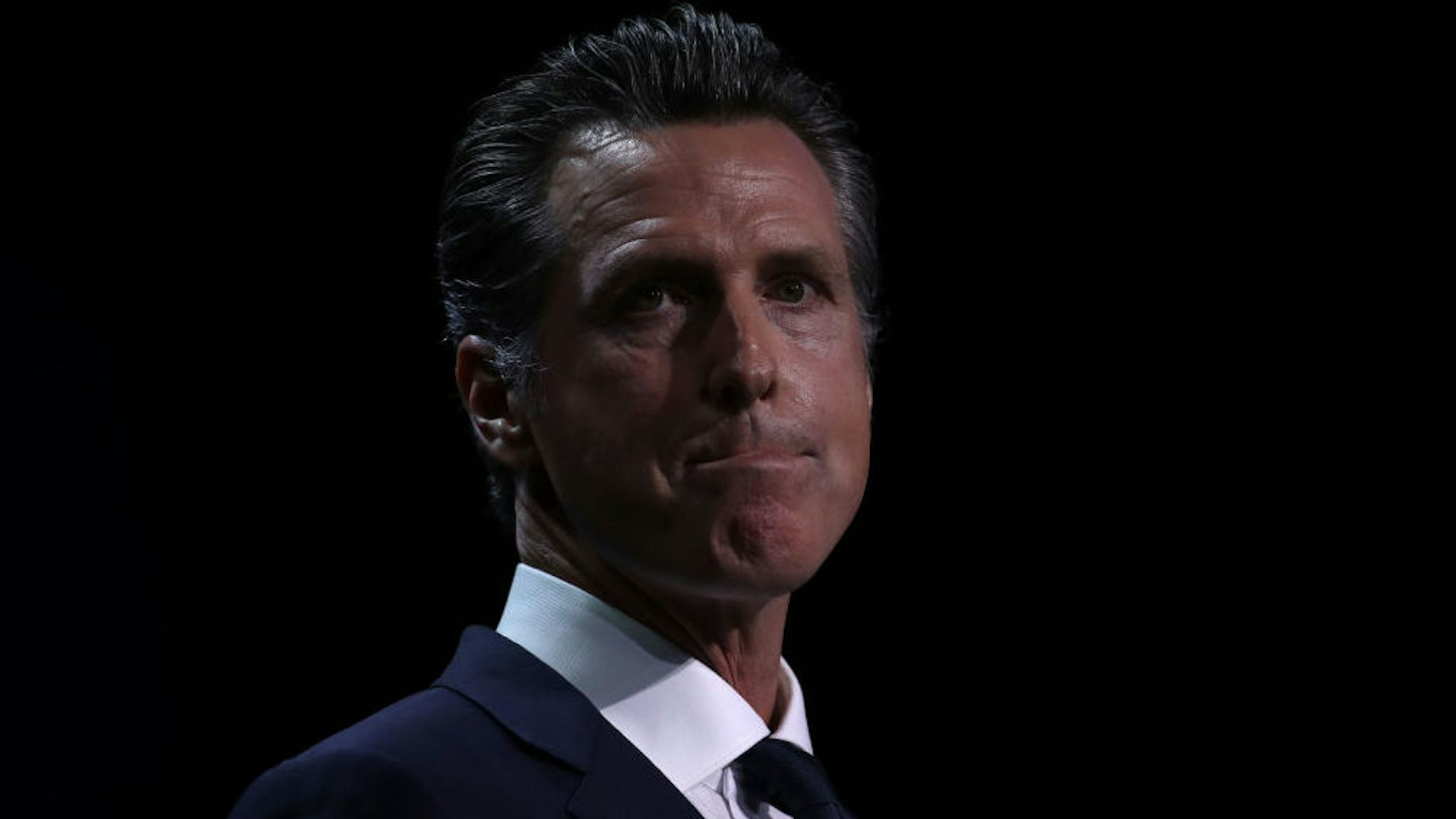 SAN FRANCISCO, CALIFORNIA - JUNE 01: California Gov. Gavin Newsom speaks during the California Democrats 2019 State Convention at the Moscone Center on June 01, 2019 in San Francisco, California. Several Democratic presidential hopefuls are speaking at the California Democratic Convention that runs through Sunday.